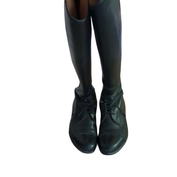 Manhattan Saddlery Custom Made Leather Riding Equestrian Boots Lace Up Black 9 - Picture 5 of 8